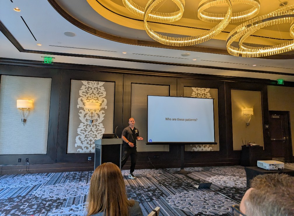 Speaking at a conference